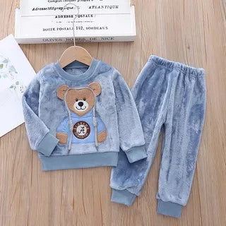 Conjunto De Pijama De Flanela Unisexo Para Crianças De Outono