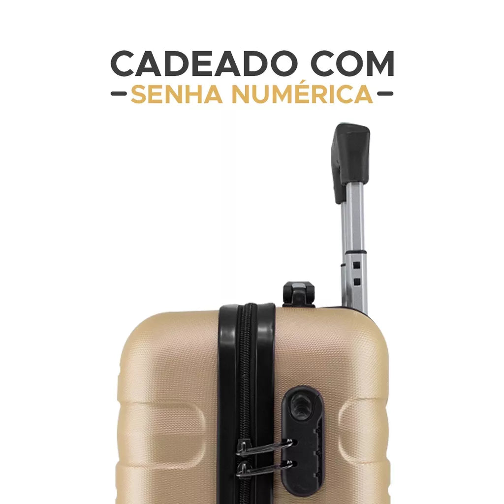 Kit Mala Bordo Viagem Frasqueira ANAC ABS Rígido Avião 45x30x20