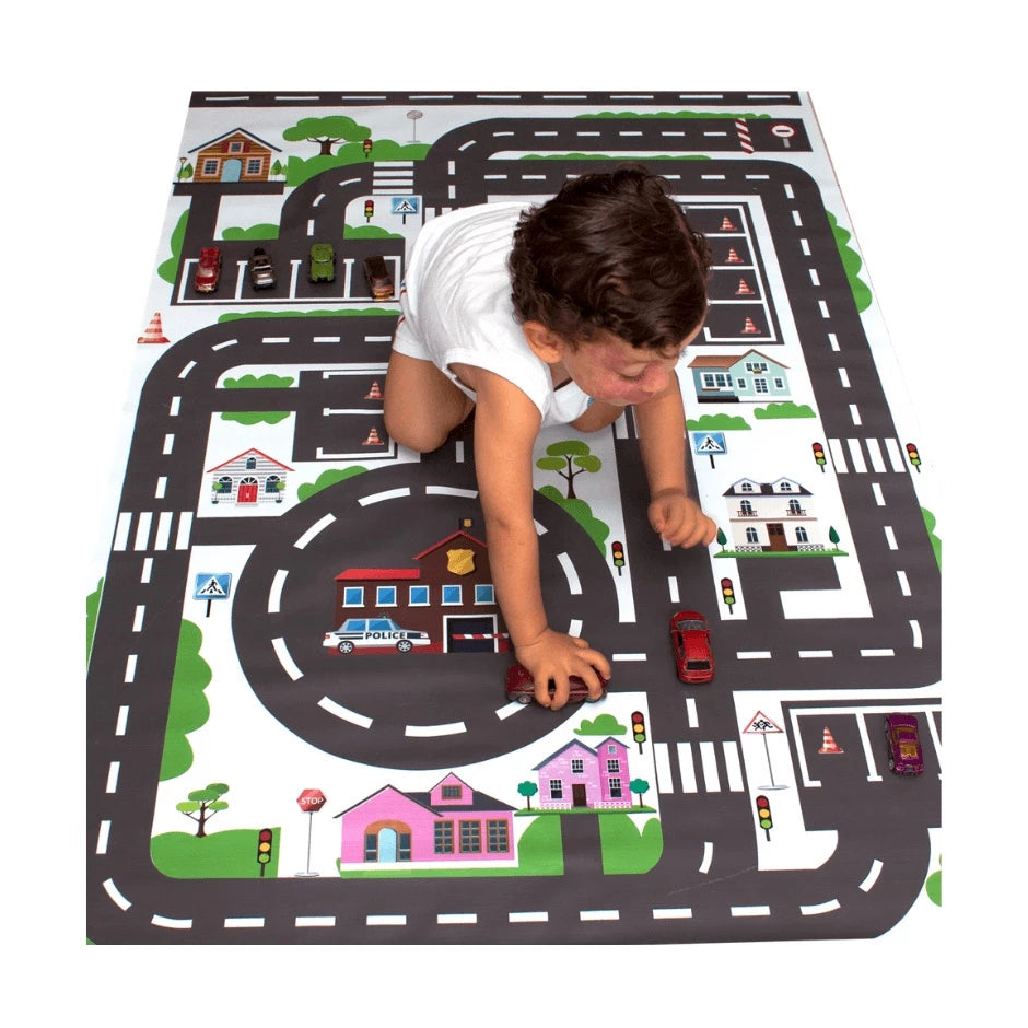Pista De Carrinho Hotwheels Cidade P/ Chão Em Lona Gigante