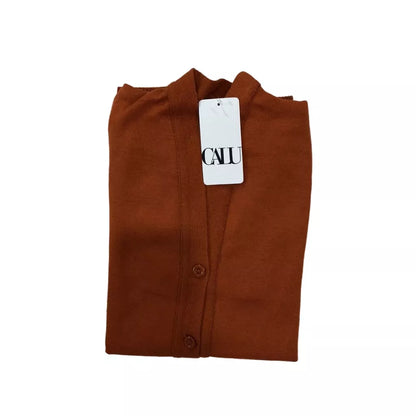 Casaco De Frio Cardigan Básico De Elastano Tricot Botões Casaquinho Inverno