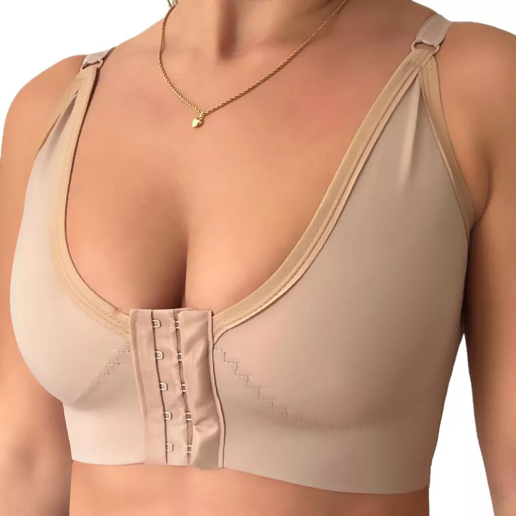 Cinta Mama Sutiã Pós Cirúrgico Mamoplastia Reforçado Sustentação Pós Operatório Silicone Com Fecho Frontal