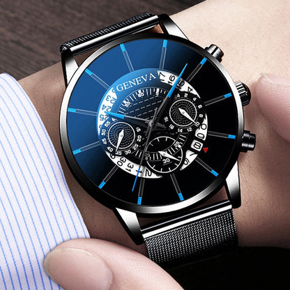 Relógio De Quartzo De Genebra Moda Masculina De Aço Inoxidável & Couro Banda De Nylon Watches 【 Without Box 】