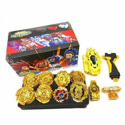 8pçs Beyblade Gyro Burst Dourado Com Lançador Portátil