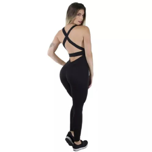 Macacão Feminino Com Bojo Suplex Fitness Academia Ginástica