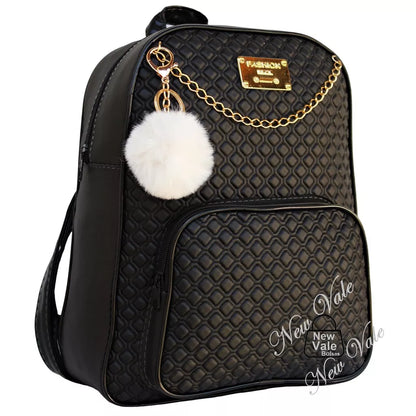Mochila Feminina Bolsa Mochilinha Fashion Com Lindo Detalhe + Chaveiro Pompom