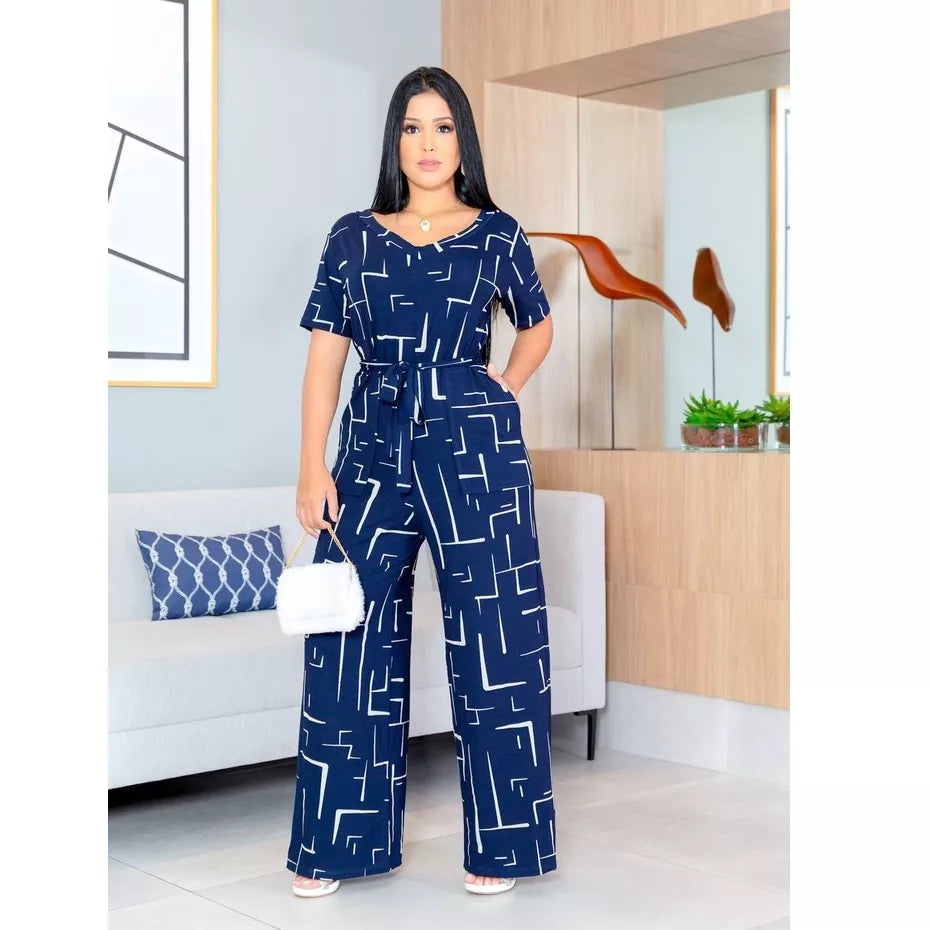 Macacao Saruel Com Manga Curta Com Cintinho Longo Max Feminino Bolsos Viscolycra Soltinho Evangelico Roupas Femininas 38 ao 46