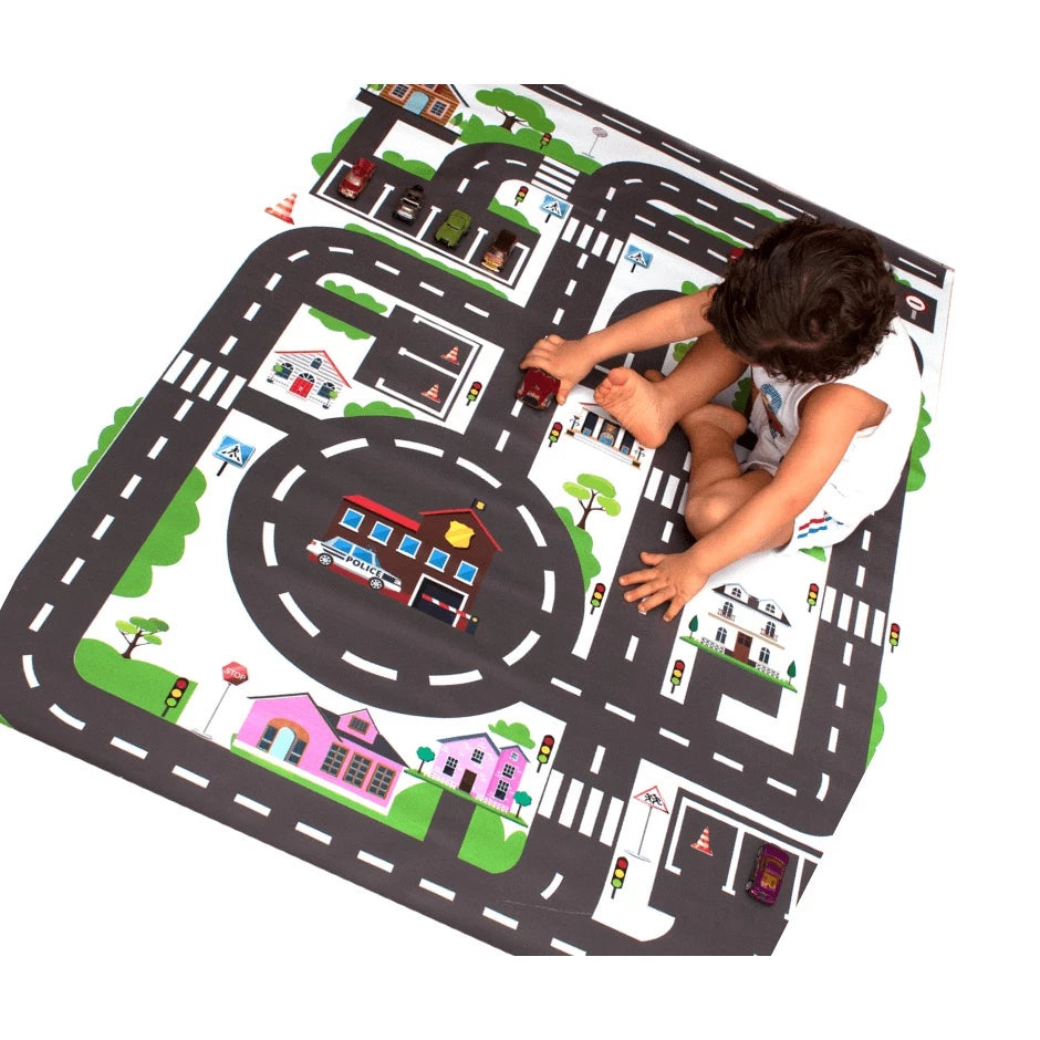 Pista De Carrinho Hotwheels Cidade P/ Chão Em Lona Gigante