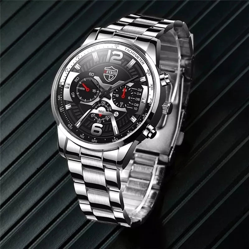 Relógio De Luxo Ouro Masculino Original Cronógrafo De Quartzo De À Prova D'água Negócios Relogio Masculino Dourado Com Pulseira Kit