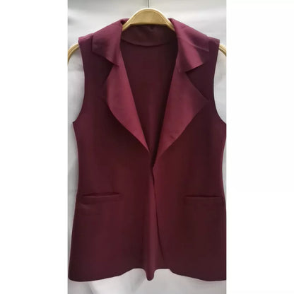 Max Colete Feminino Longo De Neoprene Moda Com Bolso Falso！