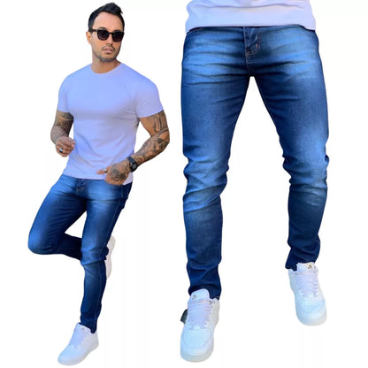 Calça Jeans Skinny Com Ziper Lycra Elastano Masculina Nova Tendencia