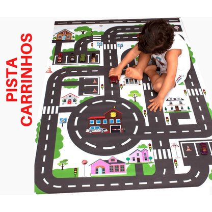 Pista De Carrinho Hotwheels Cidade P/ Chão Em Lona Gigante