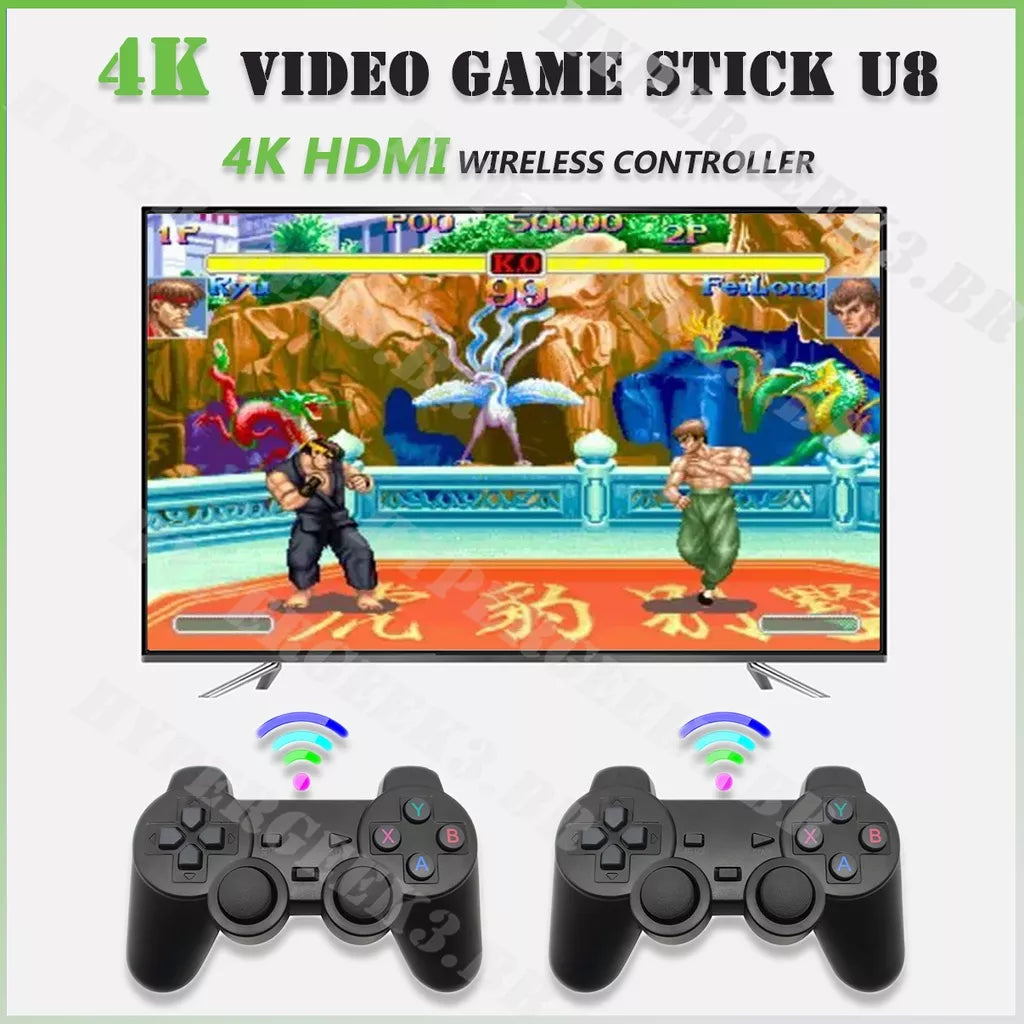 video game Jogo Vara 4k Clássico Retro Vio Sem Fio Video Game U8 Console Equipped Com O Sistema De Novo Mais Do Que 3500/10000 Jogos