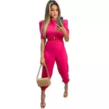Macacão Longo Feminino com Cinto manga princesa