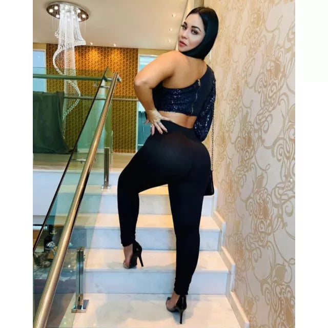 Calça Feminina Montaria Canelada 3D Legging Cintura Alta Com Ziper
