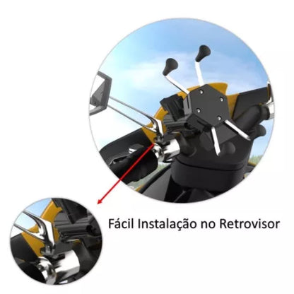 Suporte Garra Para Celular Moto Universal Com Carregador Usb
