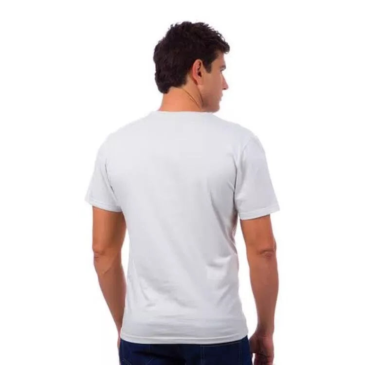 Camiseta masculina com decote em V malha 100%algodão gold