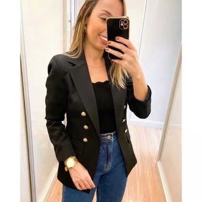 Blazer Feminino Casaquinho Maxi Longo Sobretudo Alfaiataria Social Blazer Com Botão