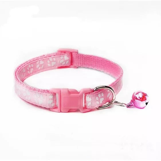 Pet Coleira De Cachorro E Gato Ajustável Coleira Ajustável Com Estampa De Pegadas Com Sino Para Gatos E Cães