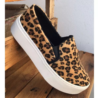 Tênis Feminino Onça Casual Calce Fácil Slip On Iate Plataforma