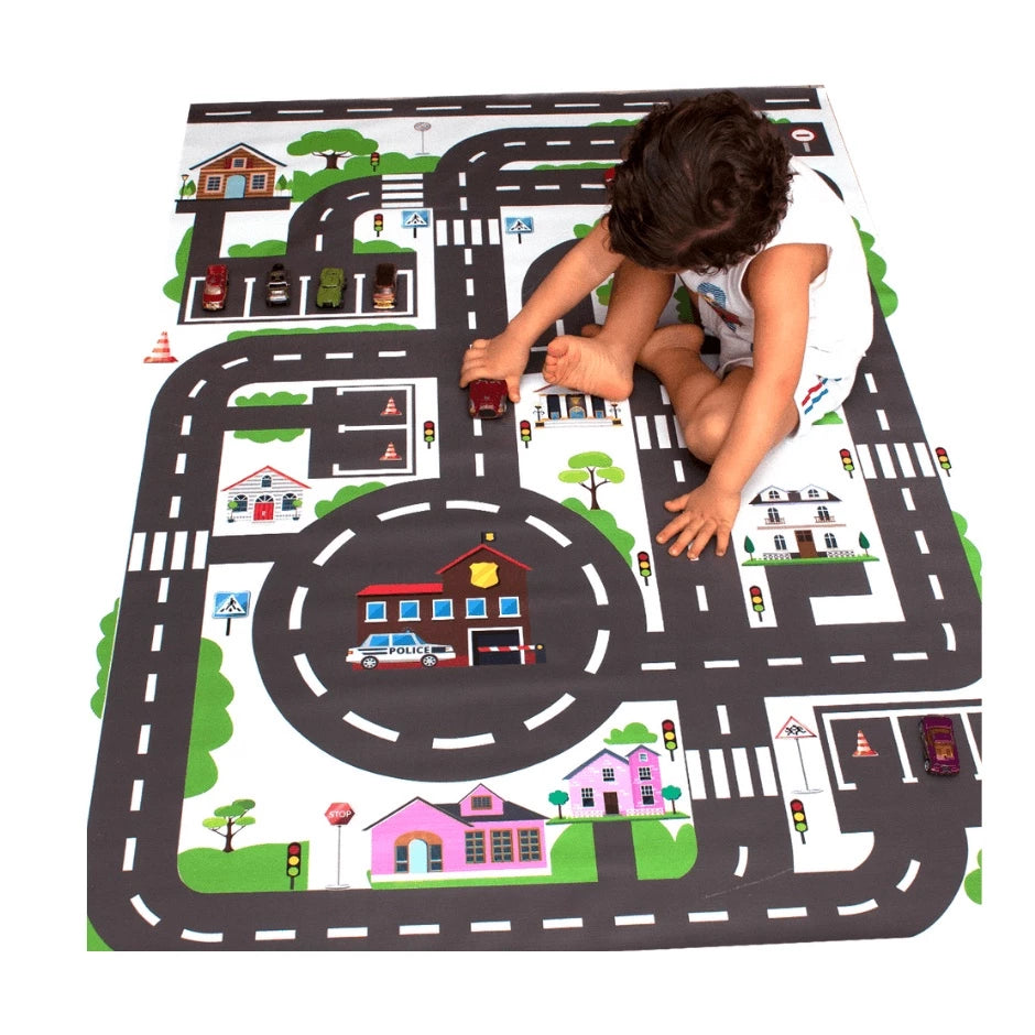 Pista De Carrinho Hotwheels Cidade P/ Chão Em Lona Gigante