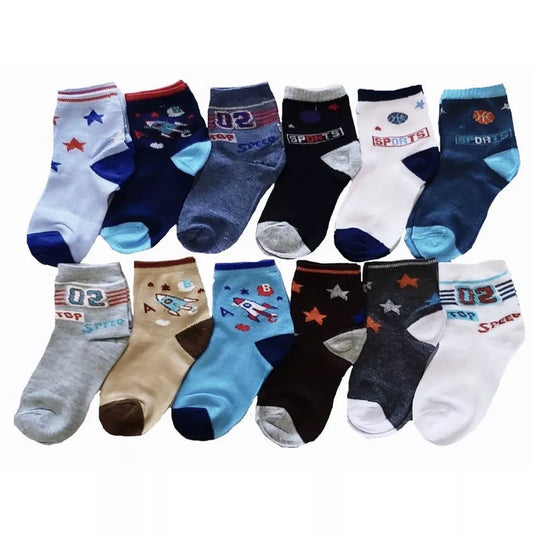 Kit 12 Pares Meia Infantil Estampadinha  de criança