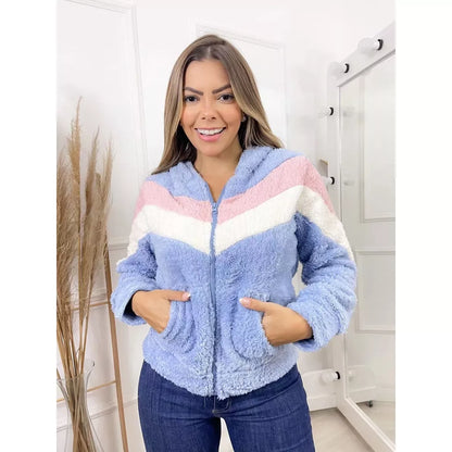 Casaco Moletom de Pelinho Blusa Frio Feminino   3RD SD7091