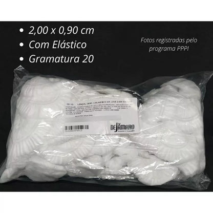 Lençol Descartável TNT Branco Maca 2,00x0,90 C/ Elástico 10 Unidades Anvisa Soft Gramatura 20