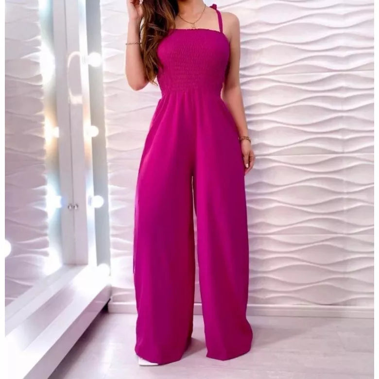 Macacão Pantalona Com Lastex Feminino Diversos Tamanhos