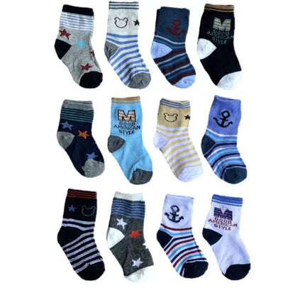 Kit 12 Pares Meia Infantil Estampadinha  de criança