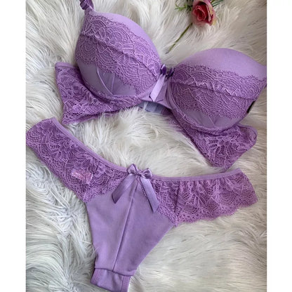 Conjunto Feminino Lingerie Com Bojo Microfibra e Renda JANE MICRO