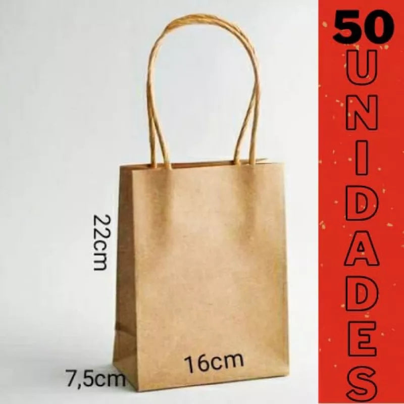 Sacolas Kraft 50 UNIDADES  ESCOLHA o Tamanho