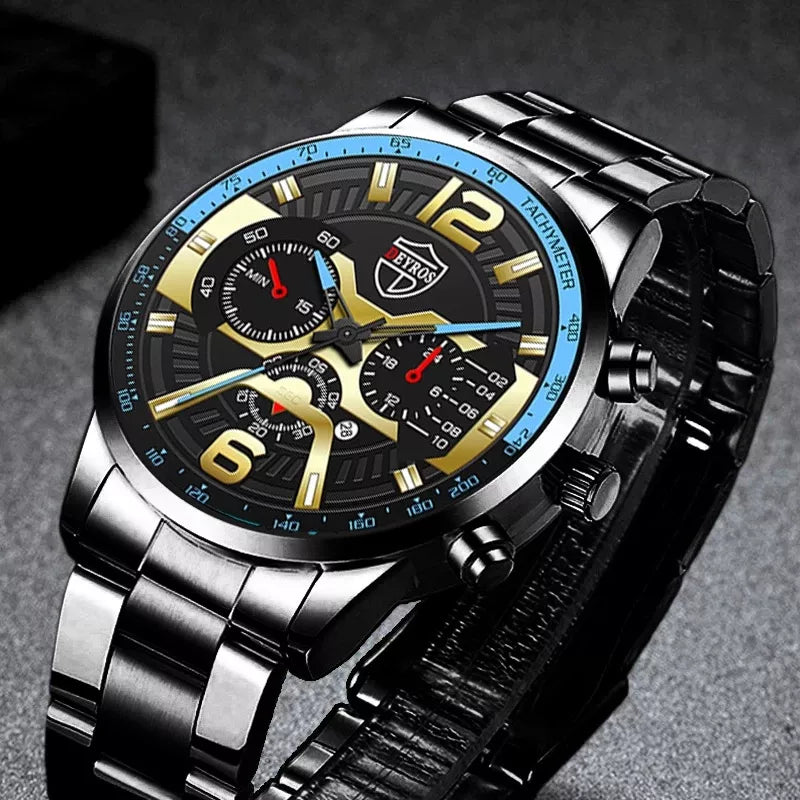 Relógio De Luxo Ouro Masculino Original Cronógrafo De Quartzo De À Prova D'água Negócios Relogio Masculino Dourado Com Pulseira Kit
