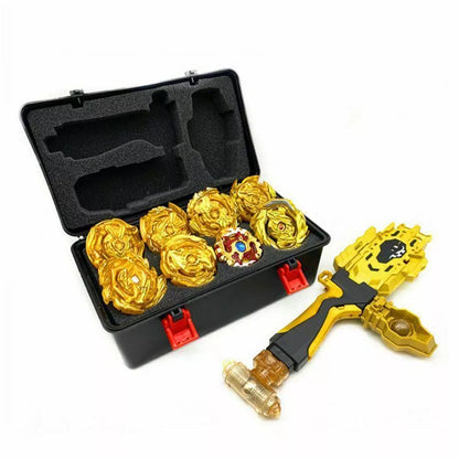8pçs Beyblade Gyro Burst Dourado Com Lançador Portátil