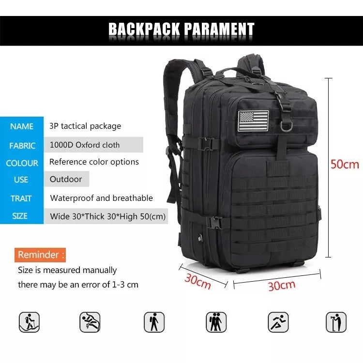30L/50L 1000d Camo Saco Dos Homens Mochila Saco Fora Saco De Acampamento À Prova D 'Água Caça Mochila