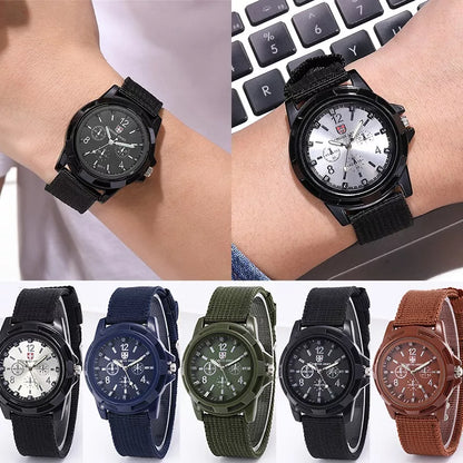Relógio De Homens Do Exército De Nylon Tecido Canvas Strap Militar Relógios De Quartzo Masculinos Casual Fresco Esporte Round Dial Dos Wristw