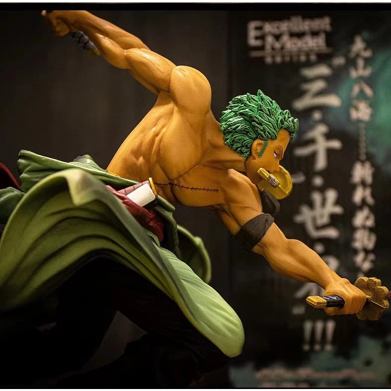 Boneco One Piece Action Figure Roronoa Zoro/Três Faca/Combate Anime Brinquedo