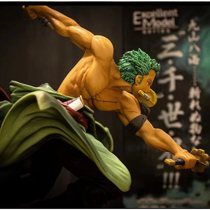 Boneco One Piece Action Figure Roronoa Zoro/Três Faca/Combate Anime Brinquedo