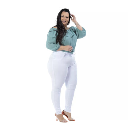 calças jeans femininas plus size cintura alta levanta bum bum