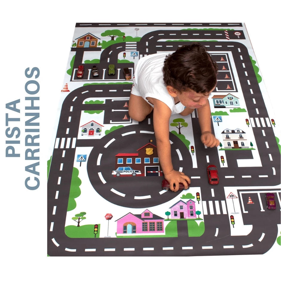Pista De Carrinho Hotwheels Cidade P/ Chão Em Lona Gigante