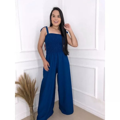 Macacão Pantalona Com Lastex Feminino Diversos Tamanhos