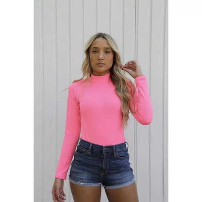 Blusa Body Bori Feminino Manga Longa Liso Gola Alta Moda Feminina Casual