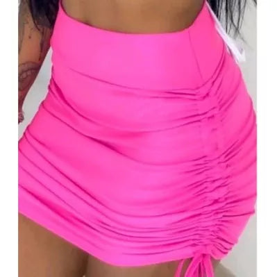 Saia Curta Feminina Franzida Na Lateral Ajustável Suplex moda gringa
