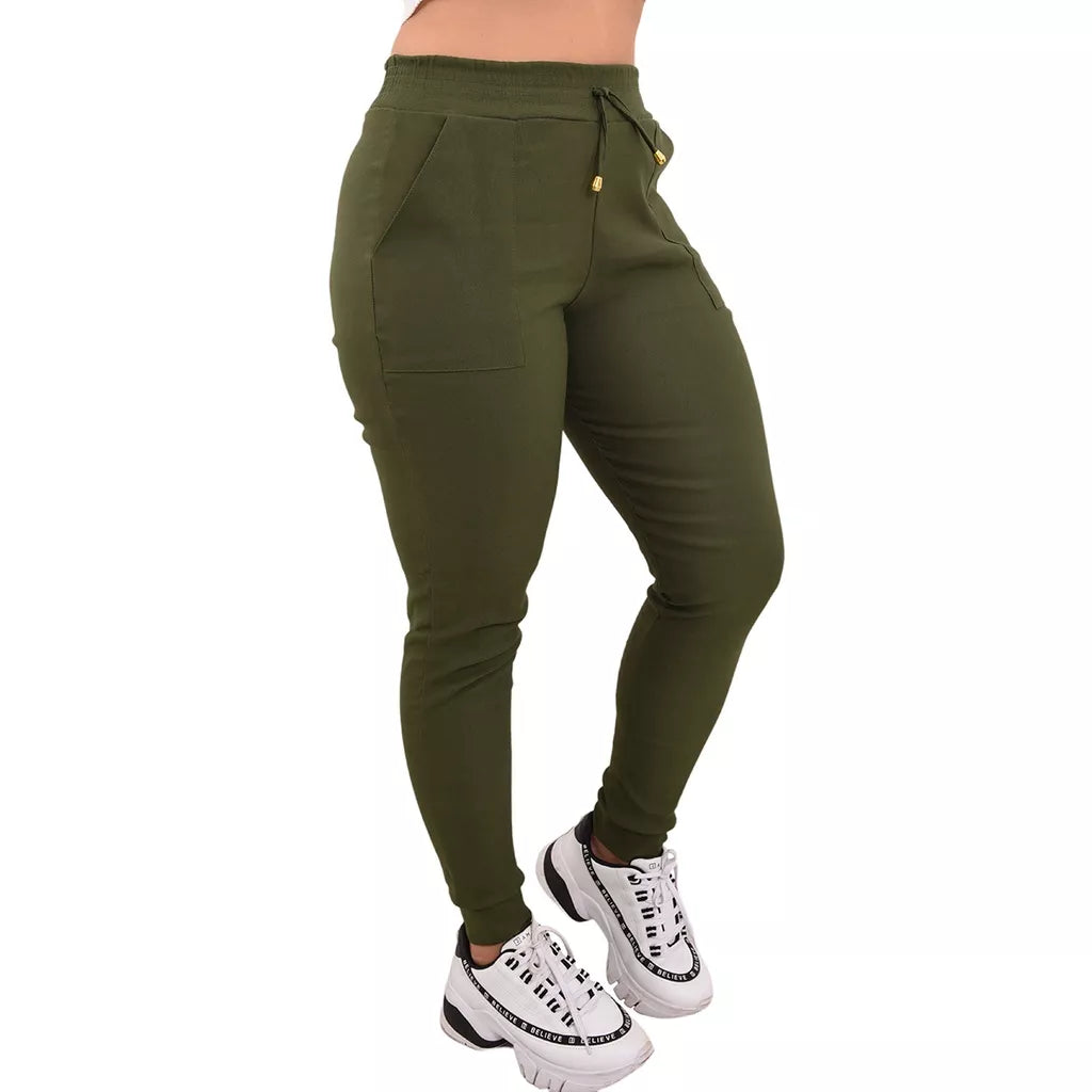 Calça Jogger Feminina Blogueirinha Cargo Luxuosa Bengaline