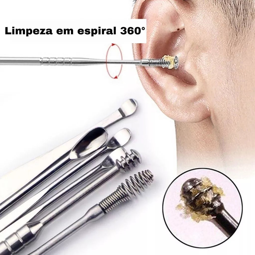 Kit Jogo Cotonete Fácil Removedor Limpeza Cera Ouvido Orelha
