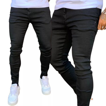 Calça Jeans Skinny Com Ziper Lycra Elastano Masculina Nova Tendencia