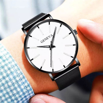 Relógio Masculino Ultra Fino De Aço Inoxidável Geneva
