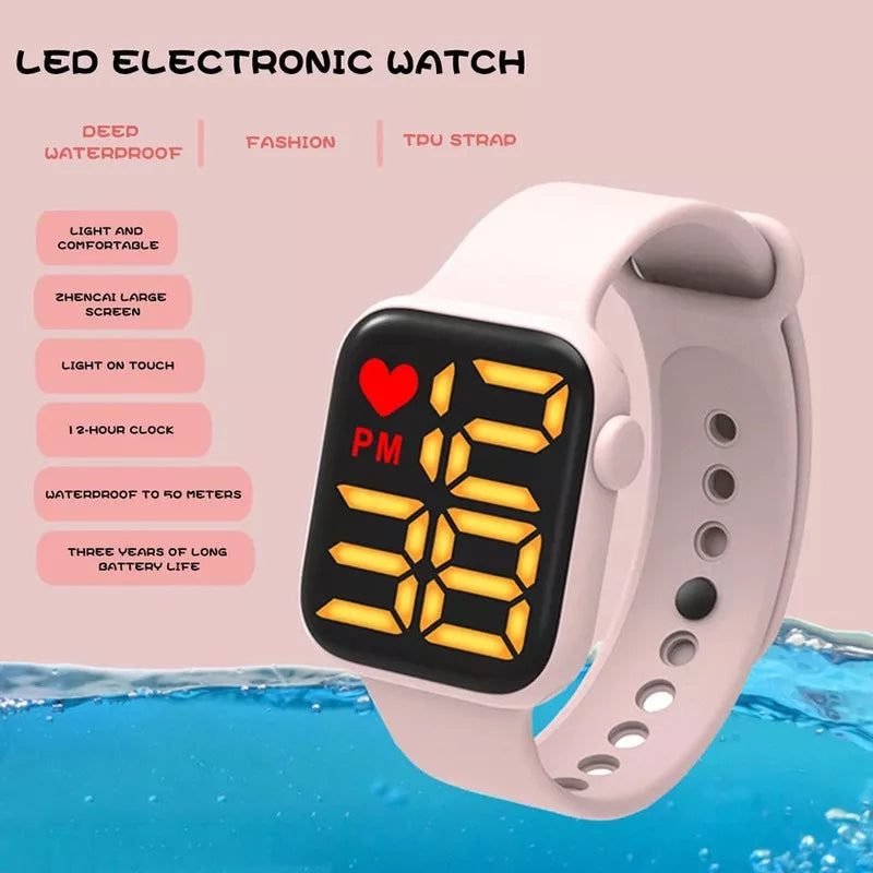 Relógio LED quadrado à prova d'água digital feminino e masculino Esportes