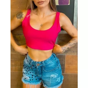 Cropped Feminino Blogueira Alça Larga Com Forro Duplo . Mega Lançamento Confira !!!