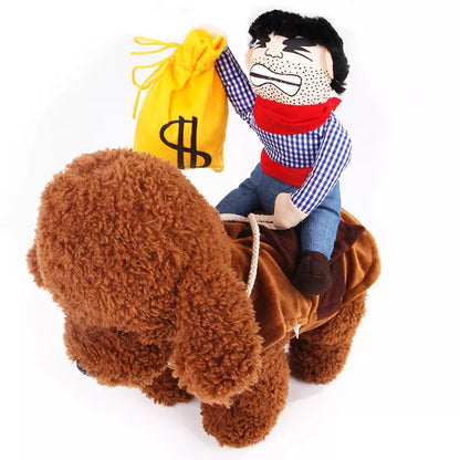 (Engraçado) Cowboy Pet Dos Desenhos Animados Equitação Dress Up Fornecimentos Trajes Cospaly hoodie Do Cão Dia Das Bruxas Roupa Transformação outfit (XS-XL)