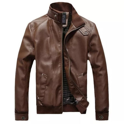 Nova Moda Outono Primavera Inverno Masculino Jaqueta De Couro Pu Marrom Preto Mens Gola Casacos Jaquetas De Motoqueiro Da Motocicleta